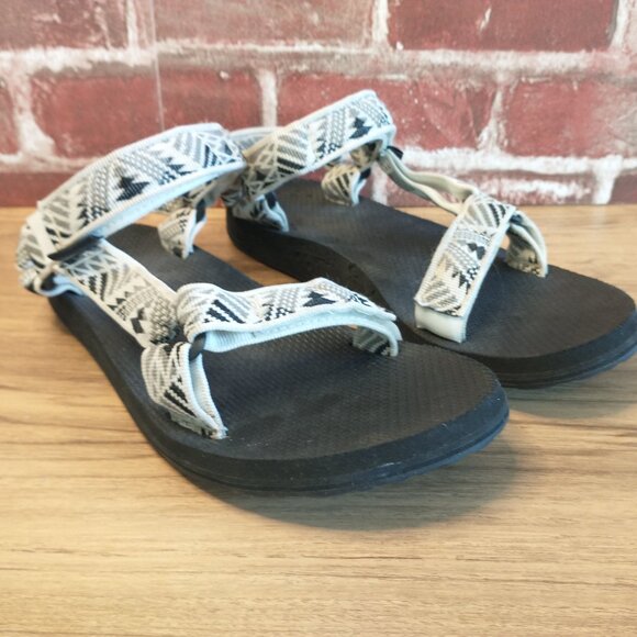 Teva Sandals Womens Size 7 Original Universal Off White Black Grey Adjustable - Picture 5 of 6